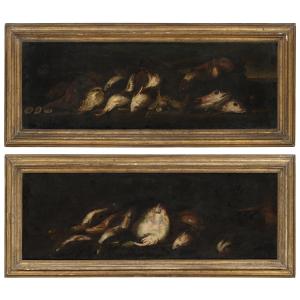 Elena Recco (Napoli, 1654- Madrid,1715) « Compositions aux poissons et crustacés »