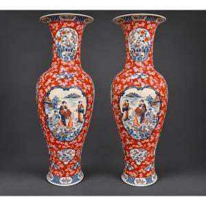 Pair Of Large Japanese Porcelain Vases