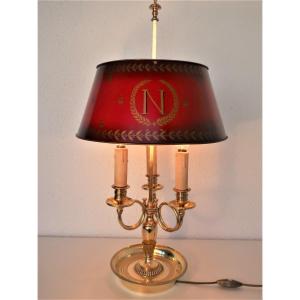 Bouillotte Lamp Epoque 19th 3 Arms Of Light Bronze Dore