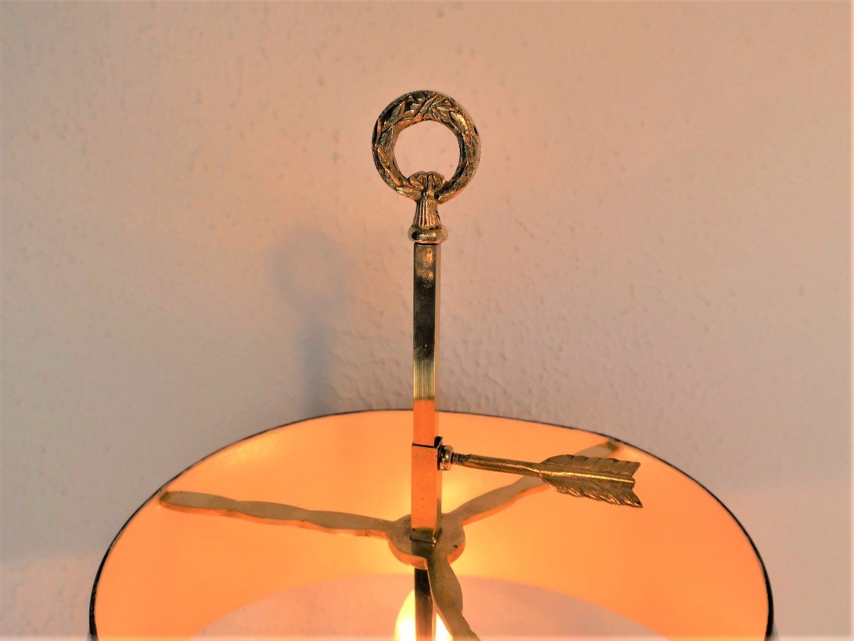 Lampe Bouillotte XIXème Bronze Dore Cor De Chasse 3 Bras De Lumiere-photo-1
