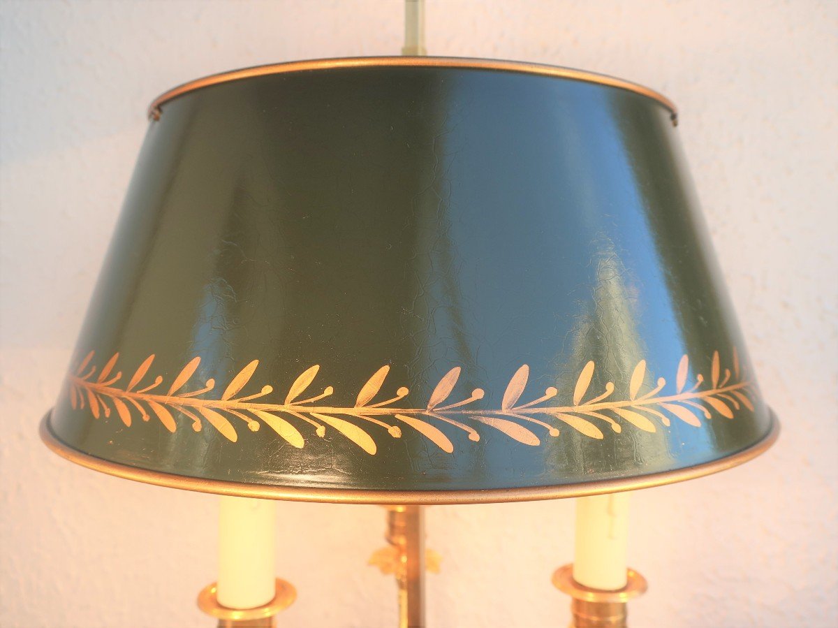 Lampe Bouillotte XIXème Bronze Dore 3 Bras De Lumière Au Dauphin-photo-3