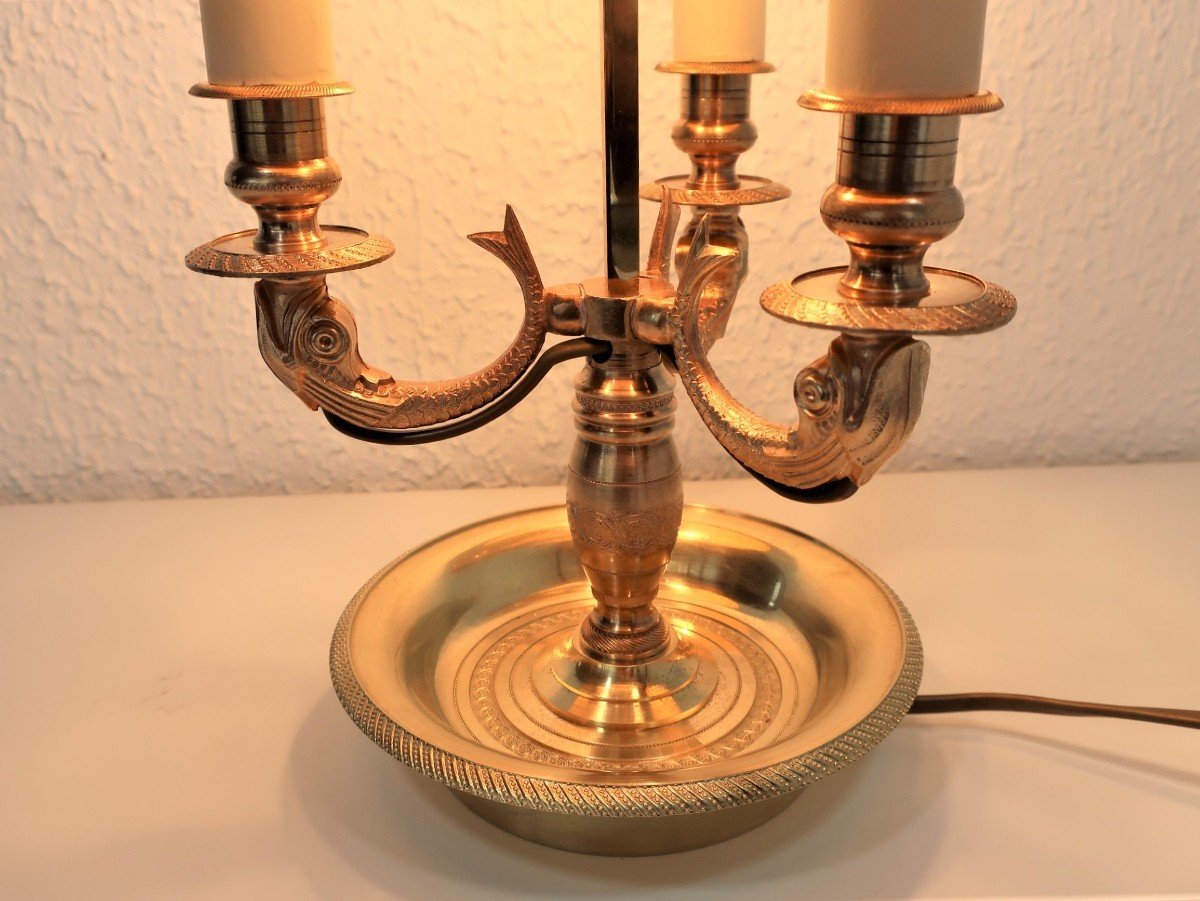 Grande Lampe Bouillotte Bronze Dore XIXème Au Dauphin-photo-2