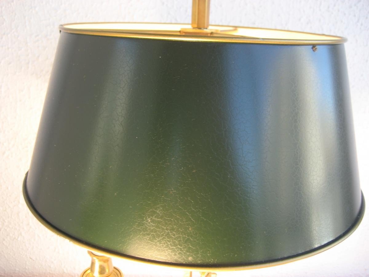 Lampe Bouillotte XIXème Bronze Dore Cygnes Ailes Abat-jour Töle-photo-3