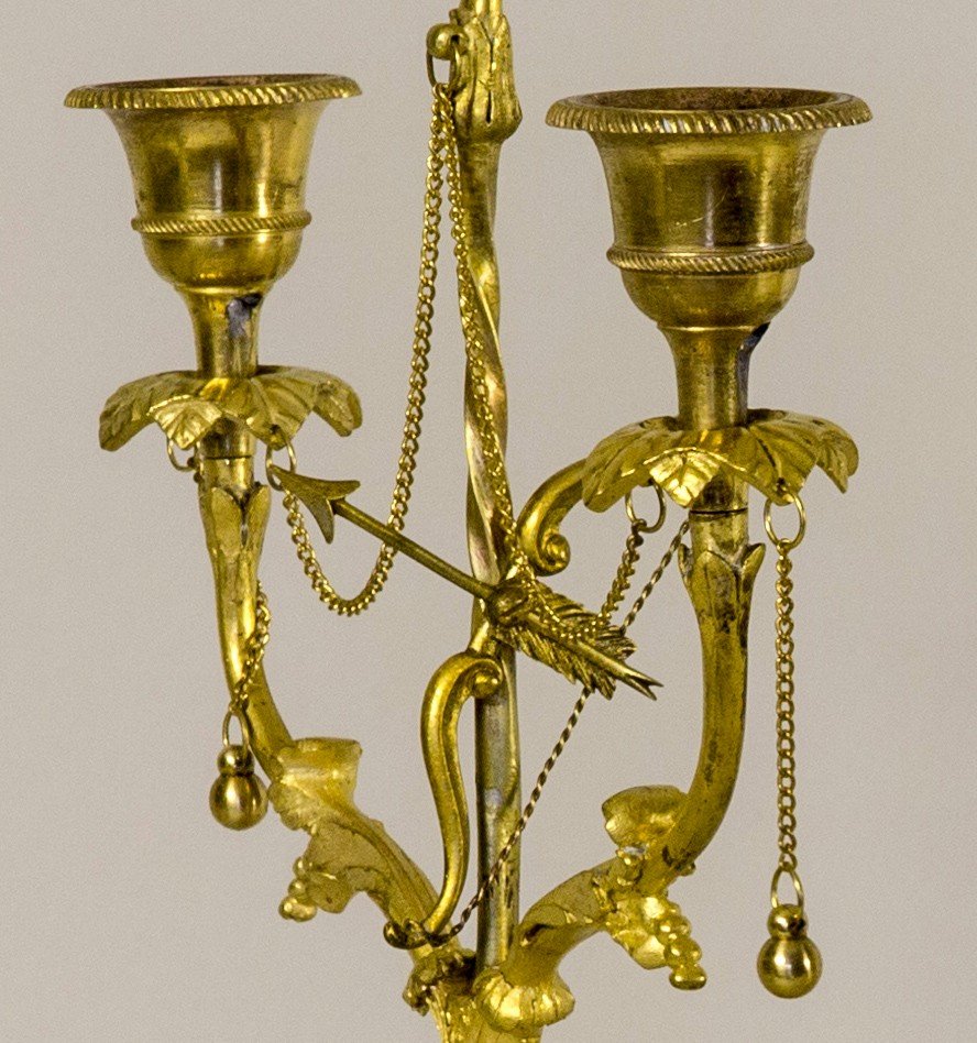 Pair Of Louis XVI Period Candlesticks In Gilt Bronze-photo-4