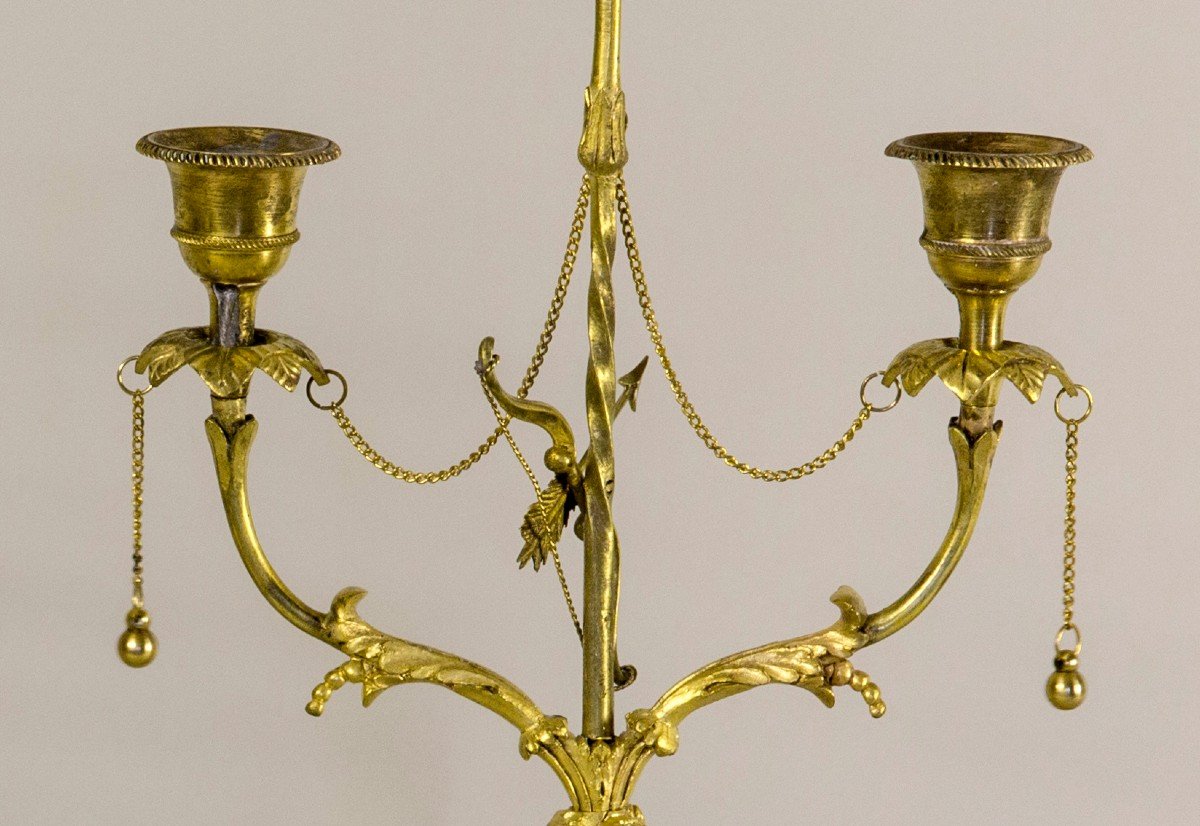 Pair Of Louis XVI Period Candlesticks In Gilt Bronze-photo-6