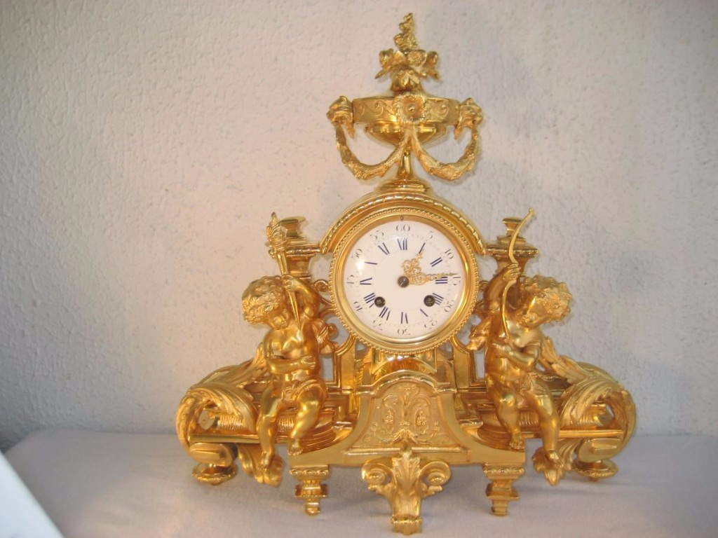 From Napoleon III XIXth Pendulum Bronze Dore Aux Amours