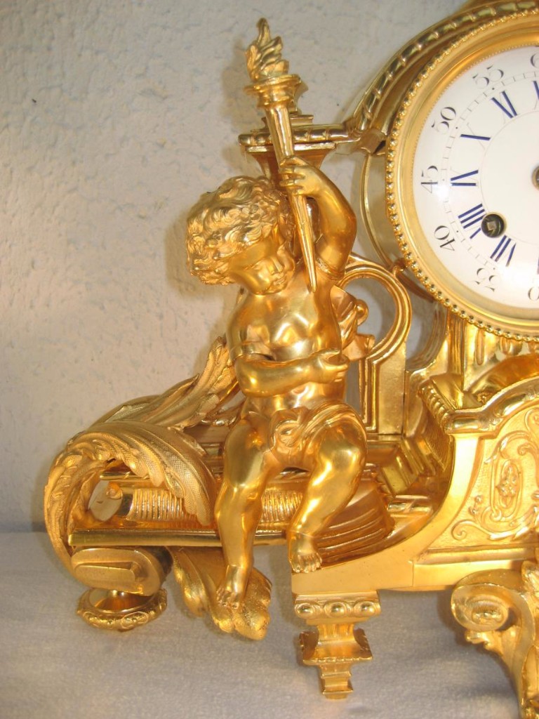 From Napoleon III XIXth Pendulum Bronze Dore Aux Amours-photo-3