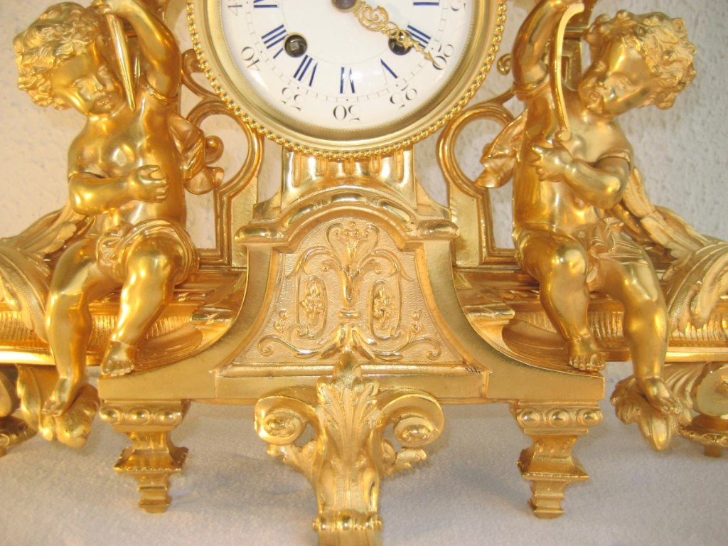 From Napoleon III XIXth Pendulum Bronze Dore Aux Amours-photo-7