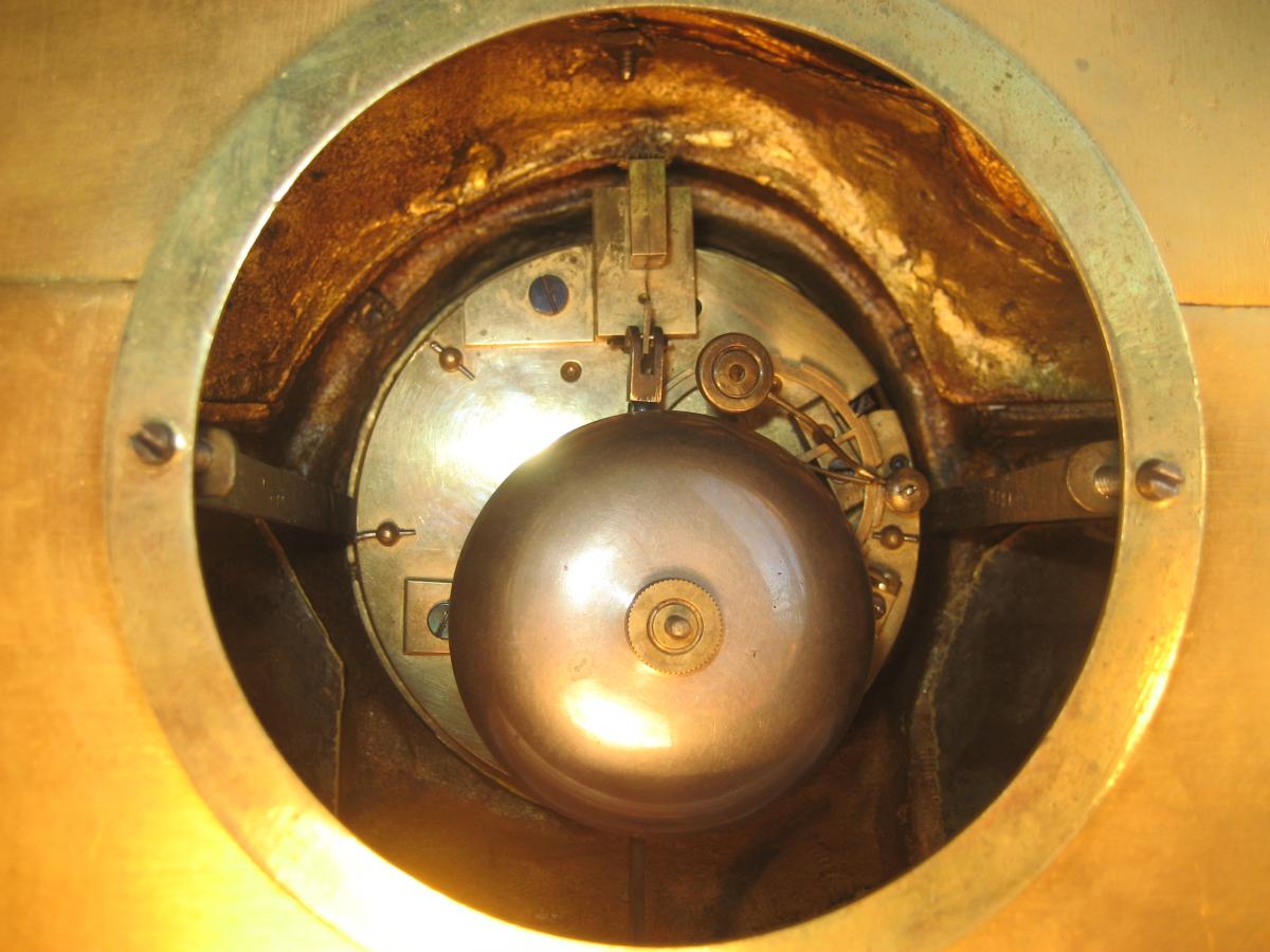 Significant Pendulum Of The XIXth Bronze Dore Young Woman In Antique-photo-4