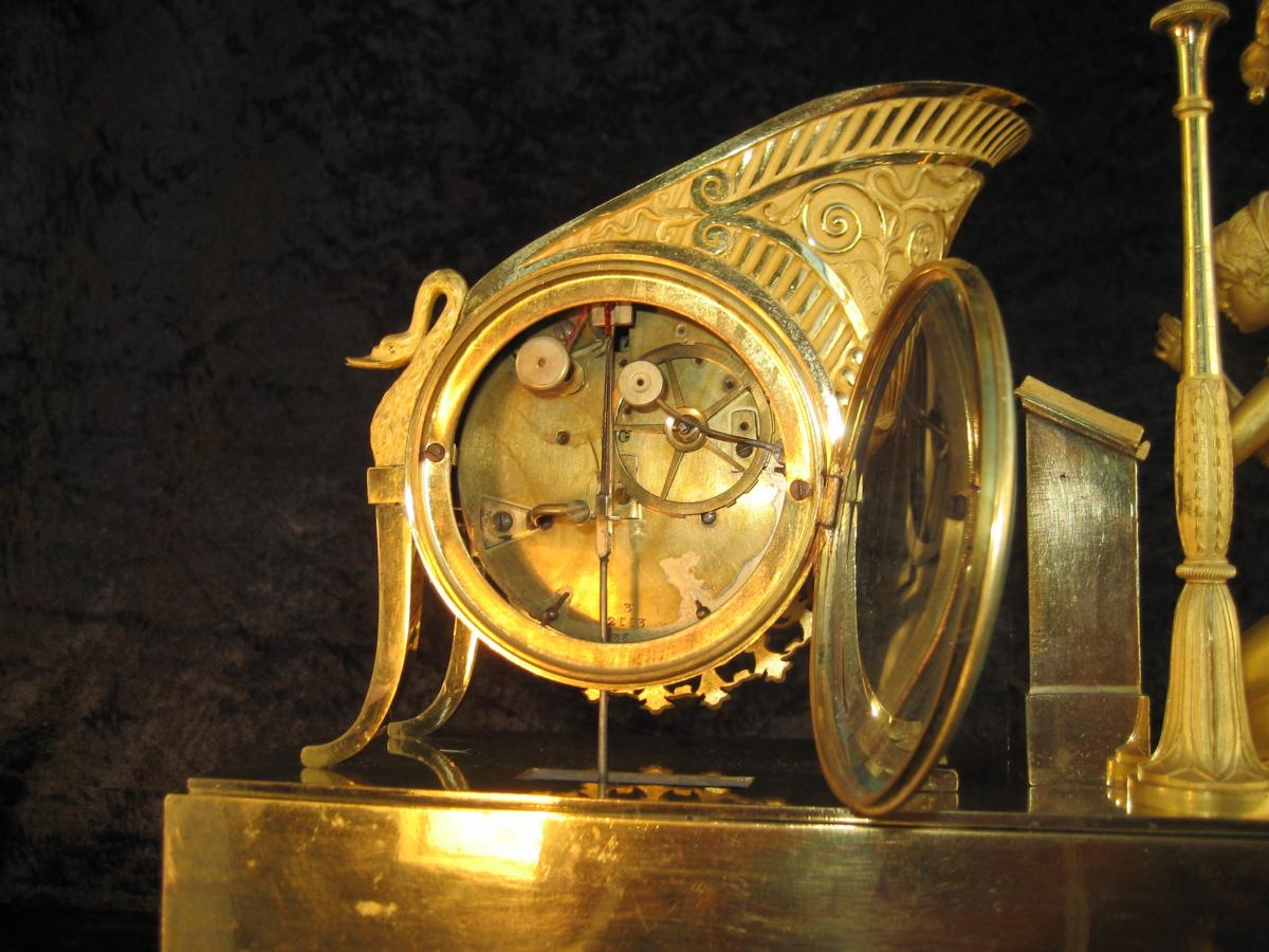 Pendule XIXème Bronze Dore"l'art d'Aimer d'Ovide"-photo-3