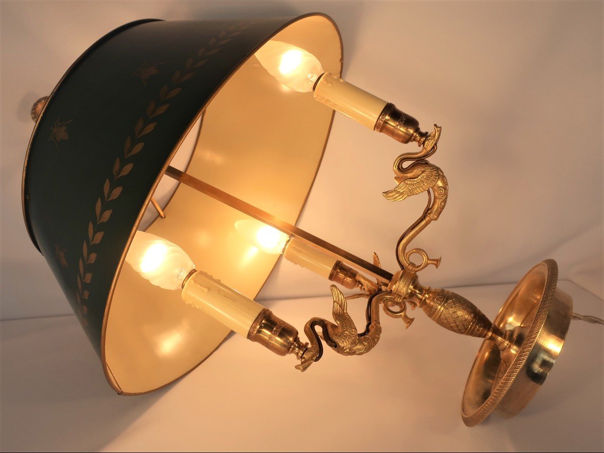 Large Nineteenth Dore Bronze Bouillotte Lamp Winged Swans-photo-1