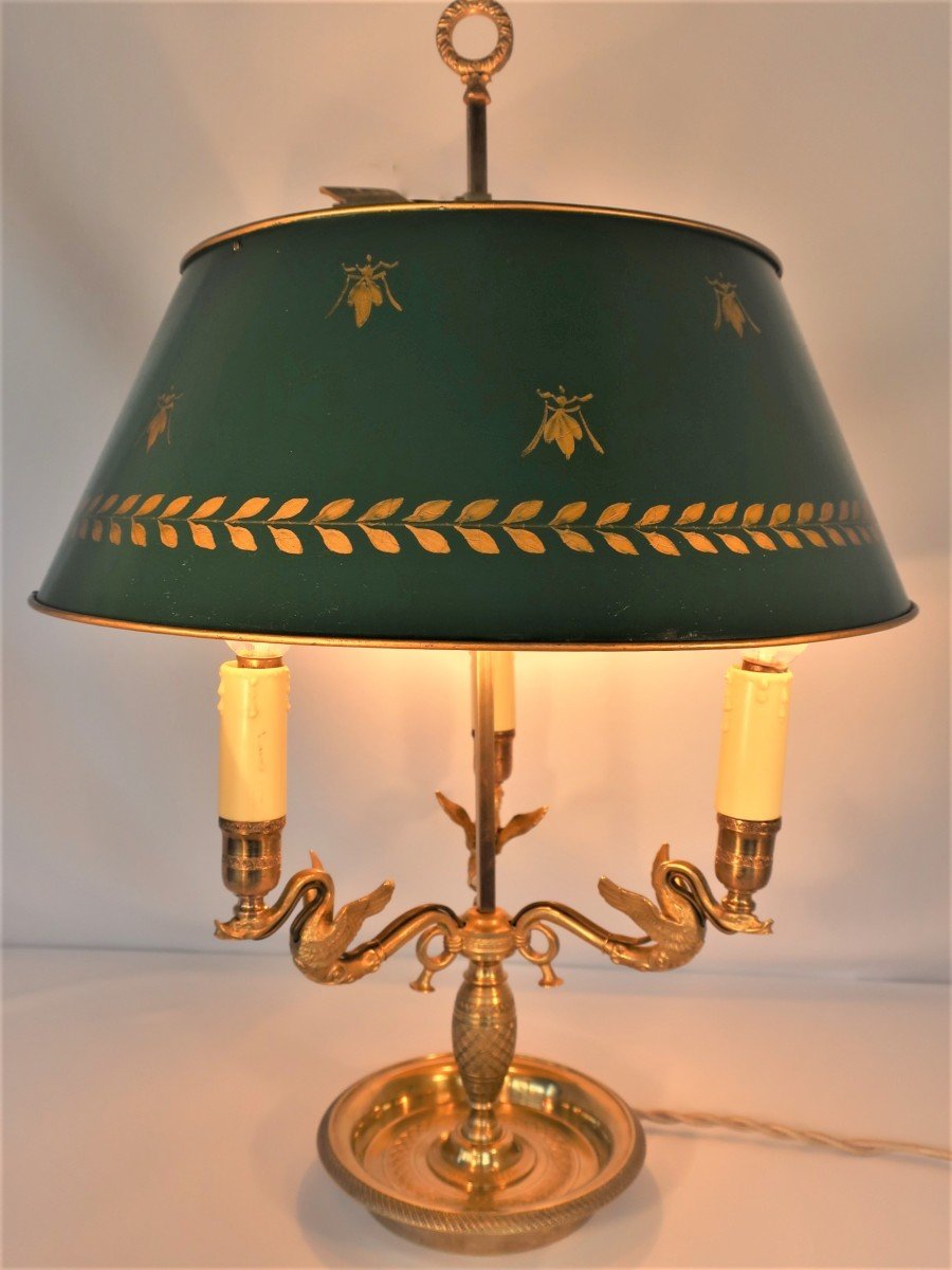 Large Nineteenth Dore Bronze Bouillotte Lamp Winged Swans-photo-4