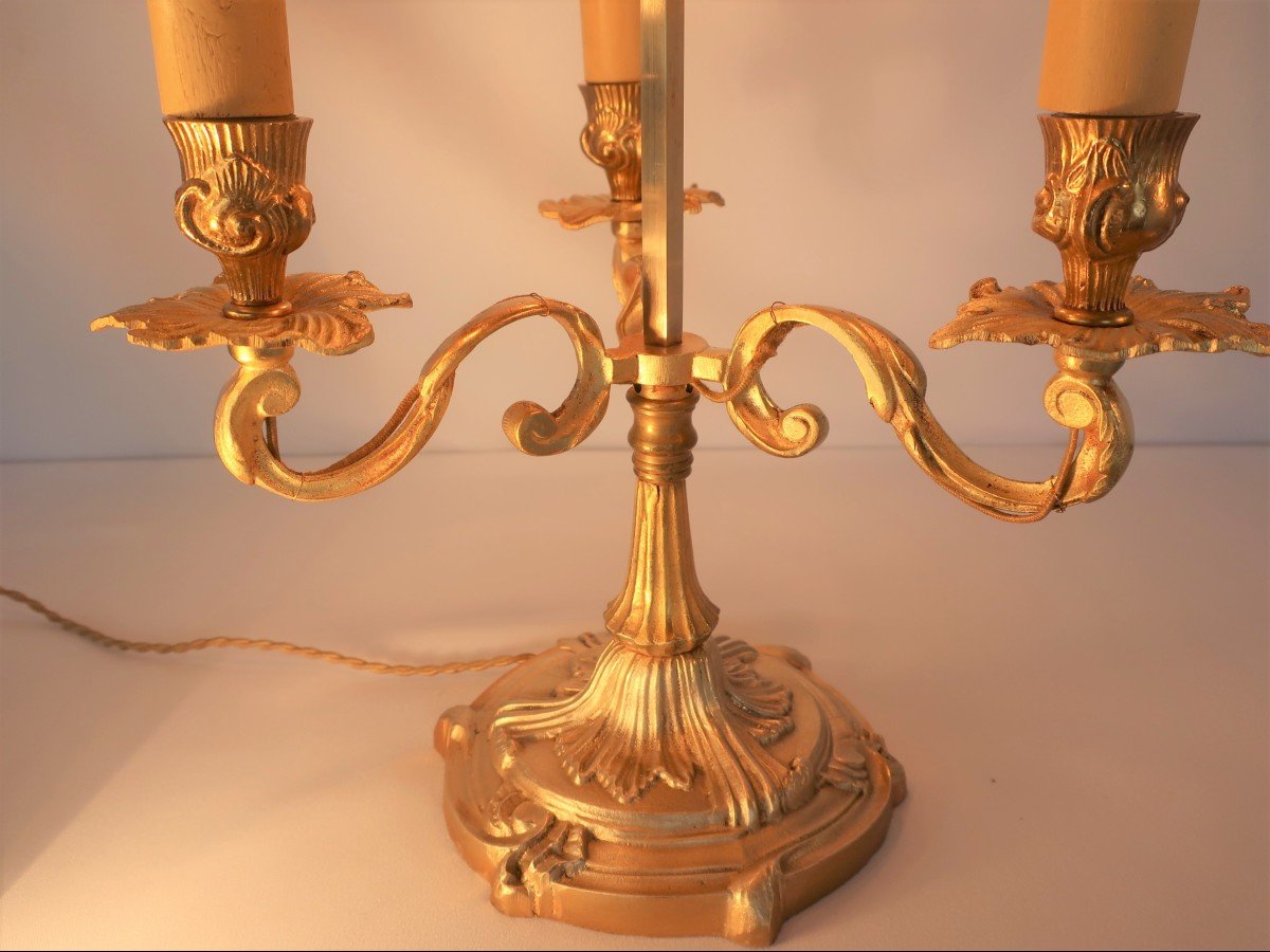 Lampe Bouillotte  Style Louis XV Bronze Dore 3 Bras De Lumiere-photo-2