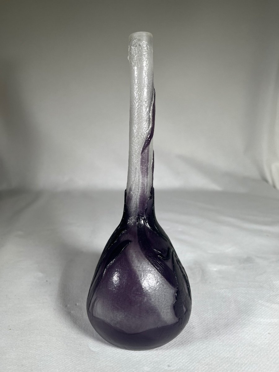 Vase émile Gallé à Décor D’iris Violet Poli Aux Feu, Art Nouveau -photo-3