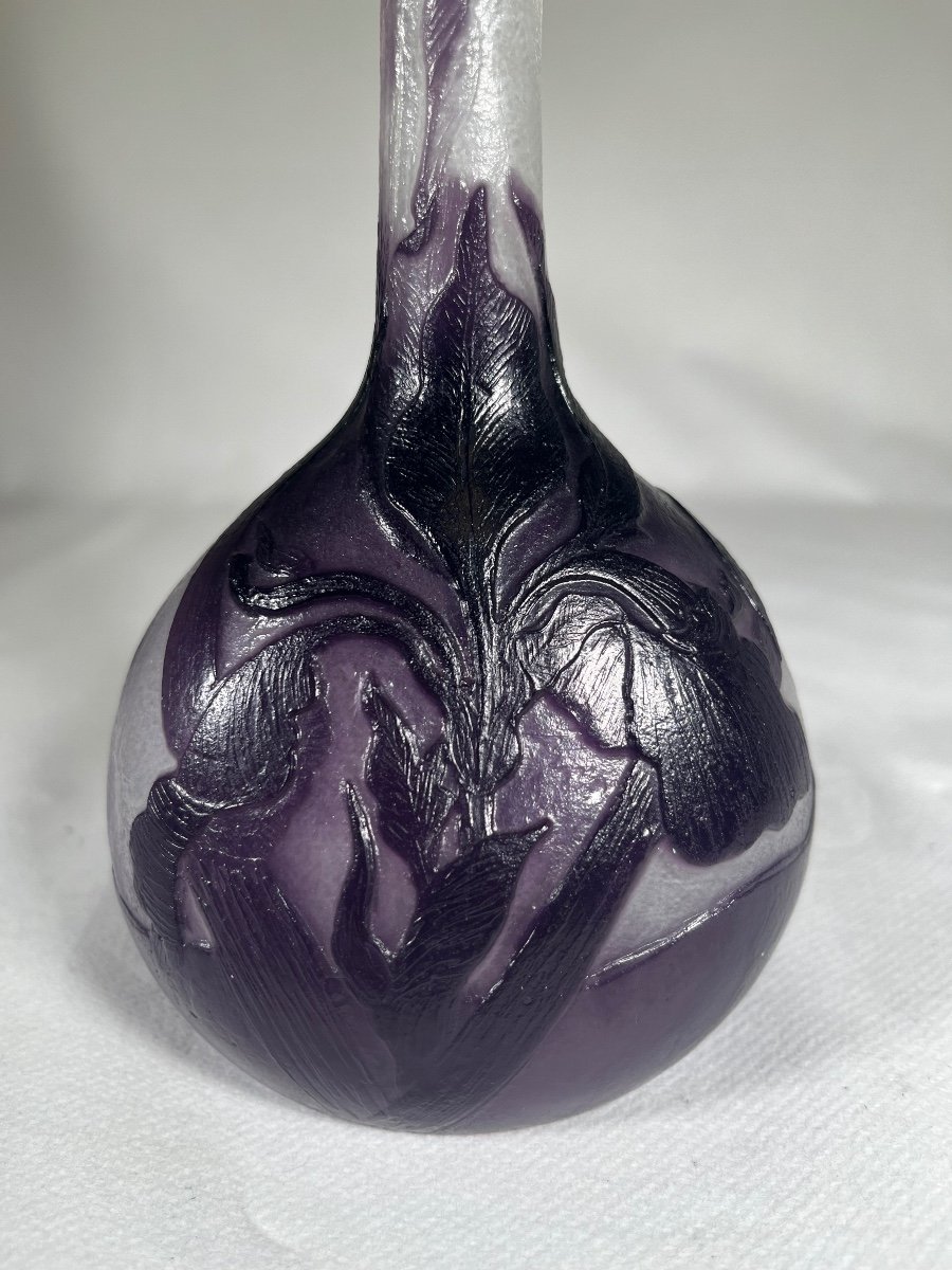 Vase émile Gallé à Décor D’iris Violet Poli Aux Feu, Art Nouveau -photo-4