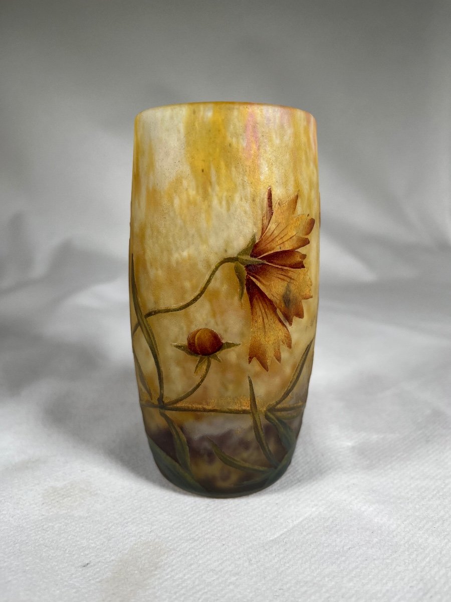 Joli Vase Daum Nancy à Décor D’arnica, Era Gallé Art Nouveau -photo-1
