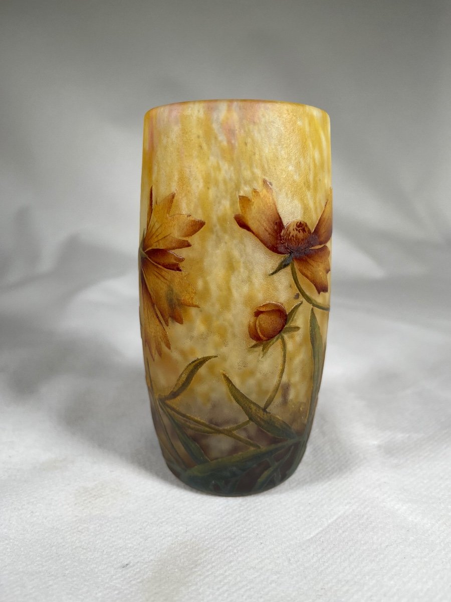 Joli Vase Daum Nancy à Décor D’arnica, Era Gallé Art Nouveau -photo-2