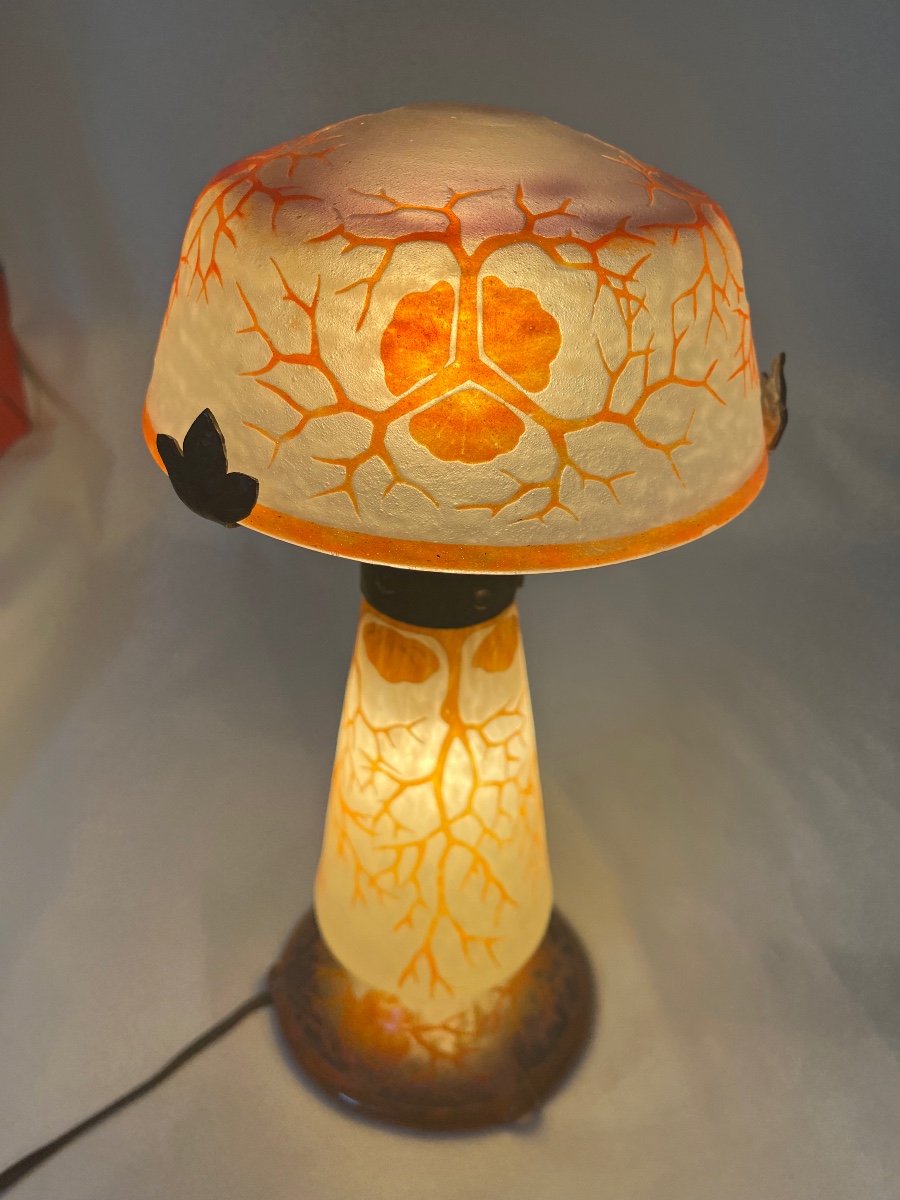 Charles Schneider - French Glass, Era Daum Galle Table Lamp, Art Deco-photo-3
