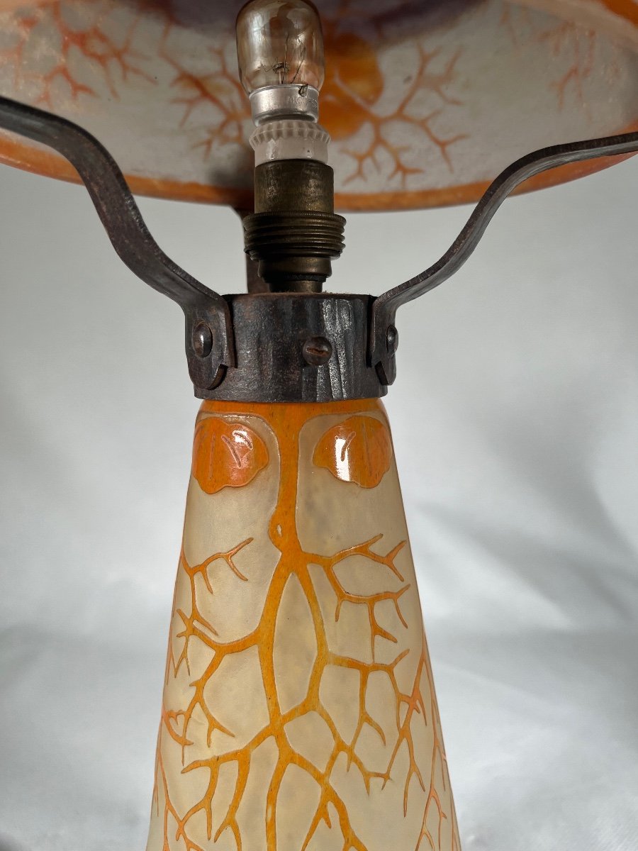 Charles Schneider - French Glass, Era Daum Galle Table Lamp, Art Deco-photo-5