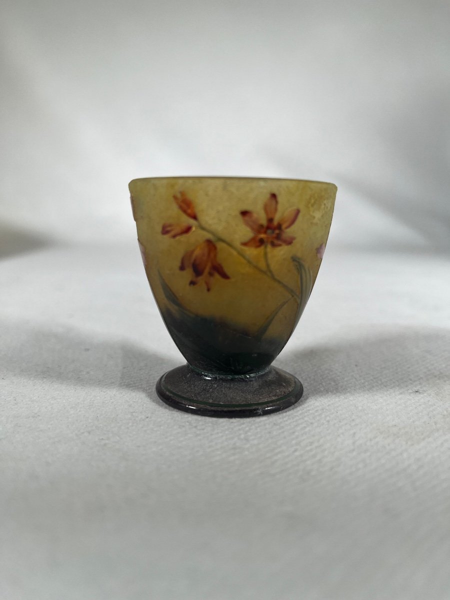 Daum Nancy Miniature Vase, Montbretia Decor, Art Nouveau -photo-3