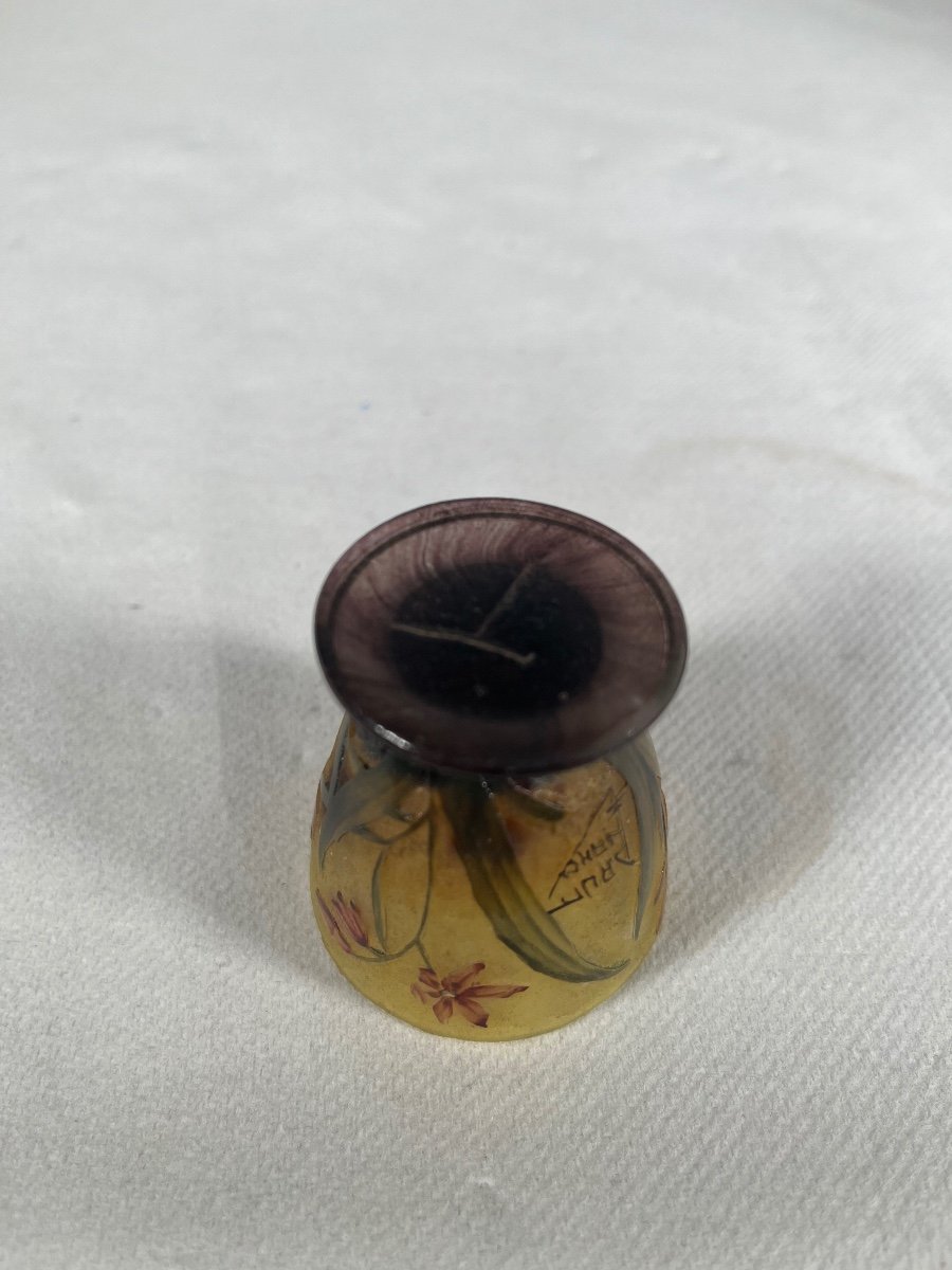 Daum Nancy Miniature Vase, Montbretia Decor, Art Nouveau -photo-5