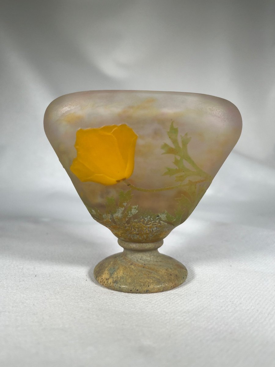 Daum Nancy Vase À Décor De Pavots Aux Plaquettes Era Galle, Art Nouveau -photo-2