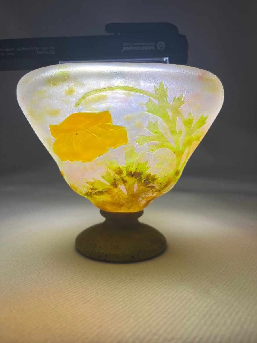Daum Nancy Vase À Décor De Pavots Aux Plaquettes Era Galle, Art Nouveau -photo-3