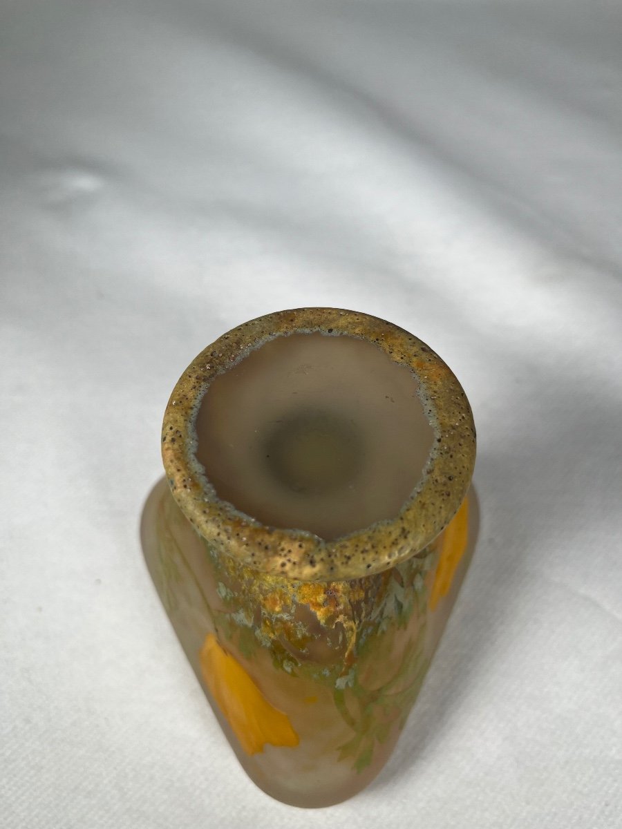 Daum Nancy Vase À Décor De Pavots Aux Plaquettes Era Galle, Art Nouveau -photo-7