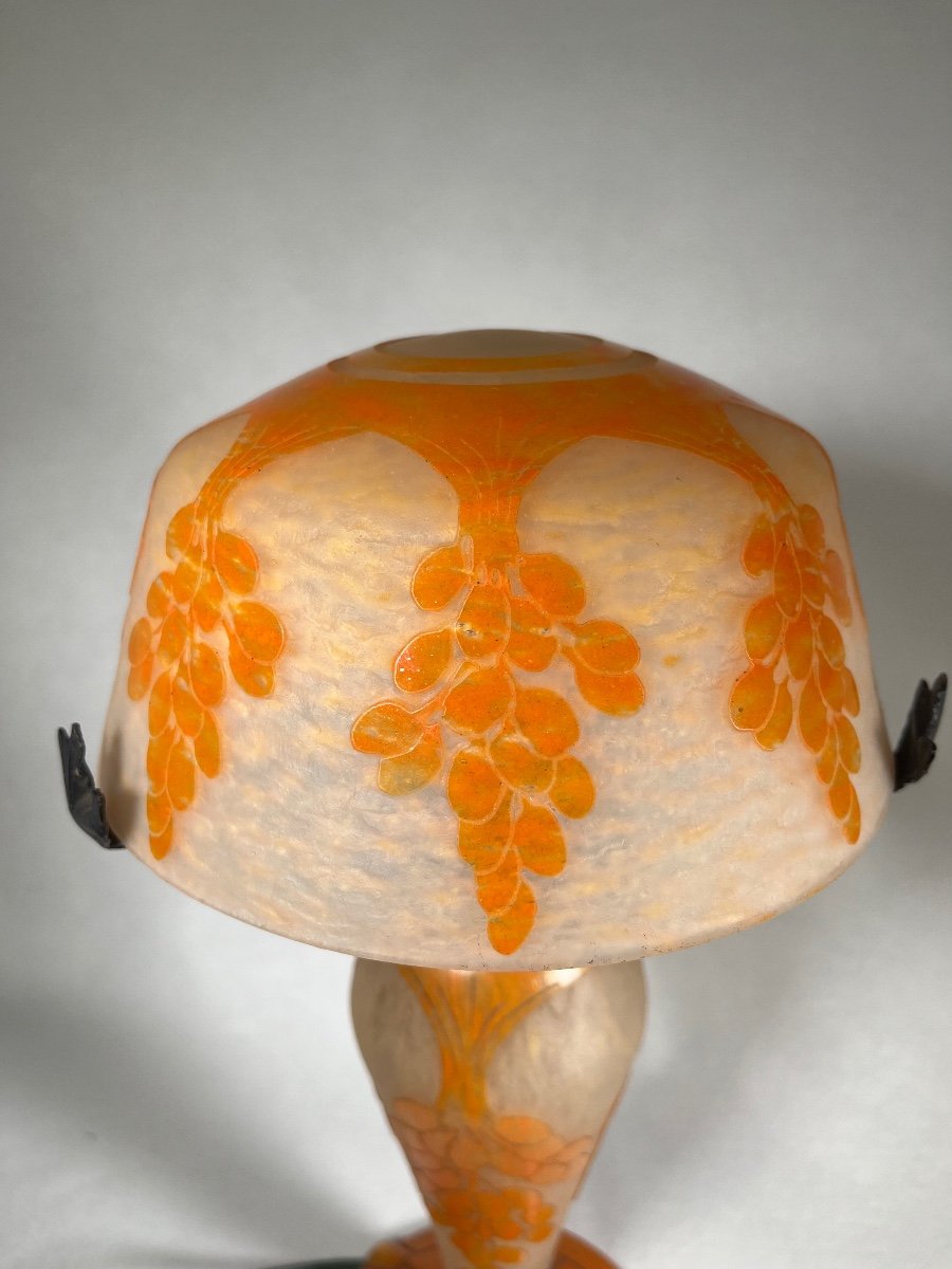 French Glass - Charles Schneider Date Mushroom Lamp Era Daum Galle, Art Deco -photo-1