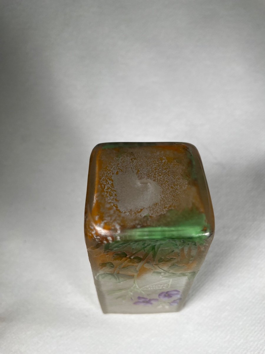 Daum Nancy Vase Square Section “cardamine”, Art Nouveau -photo-5