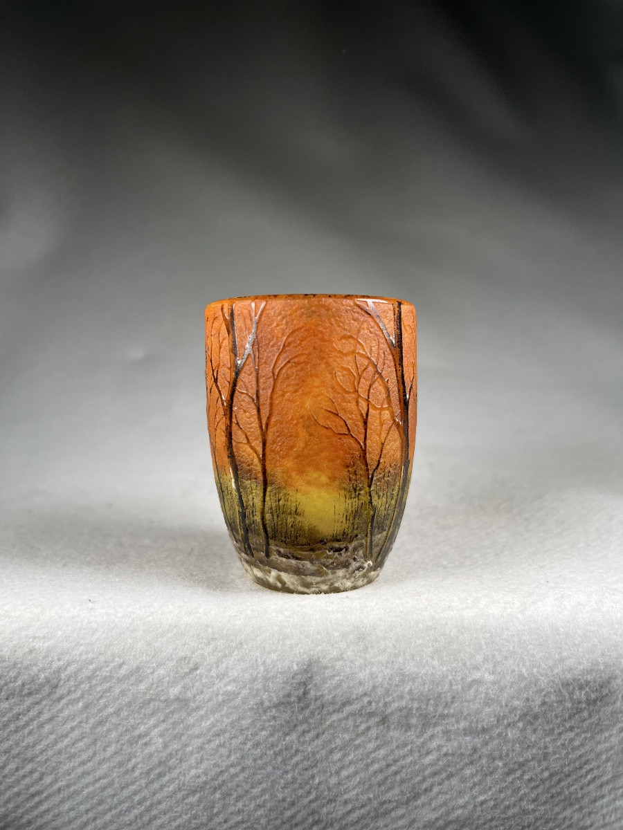 Vase Petit Verre Daum Nancy Paysage « Neige »-photo-1