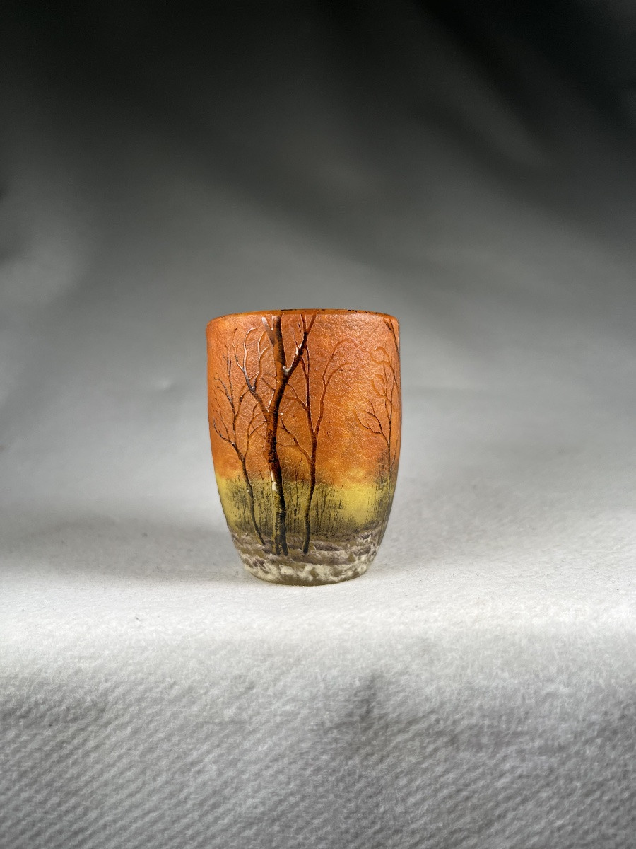 Vase Petit Verre Daum Nancy Paysage « Neige »-photo-2