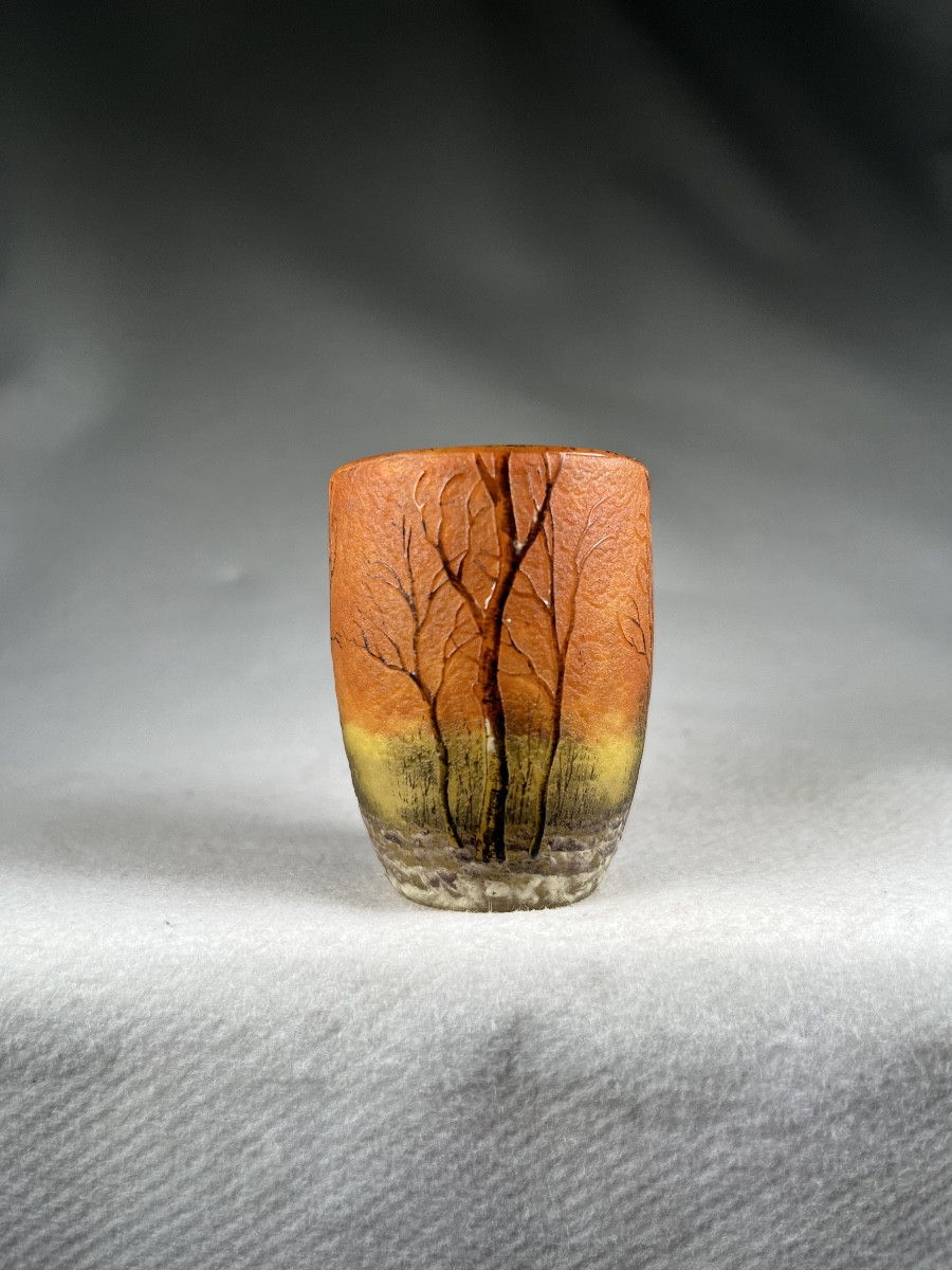 Vase Petit Verre Daum Nancy Paysage « Neige »