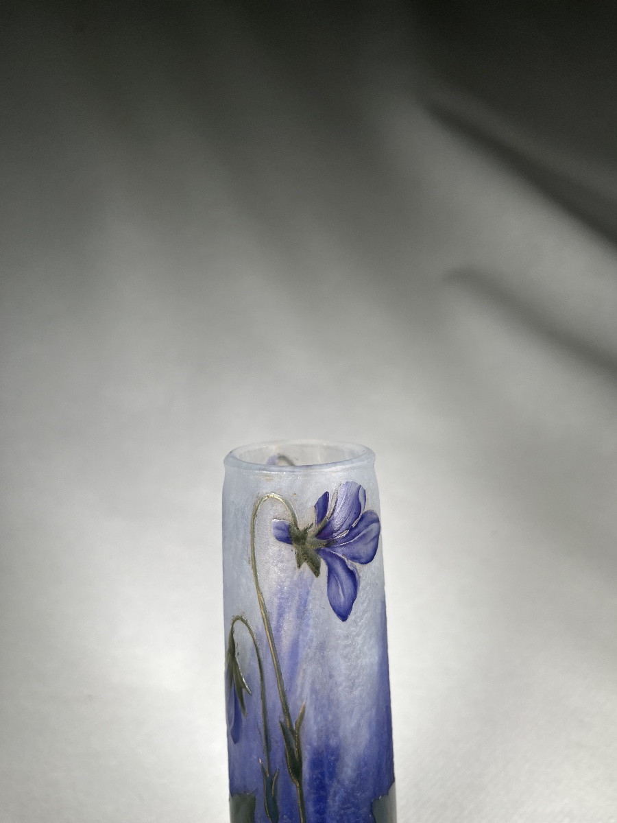 Vase Daum Cylindrique Nancy « Violettes »-photo-2