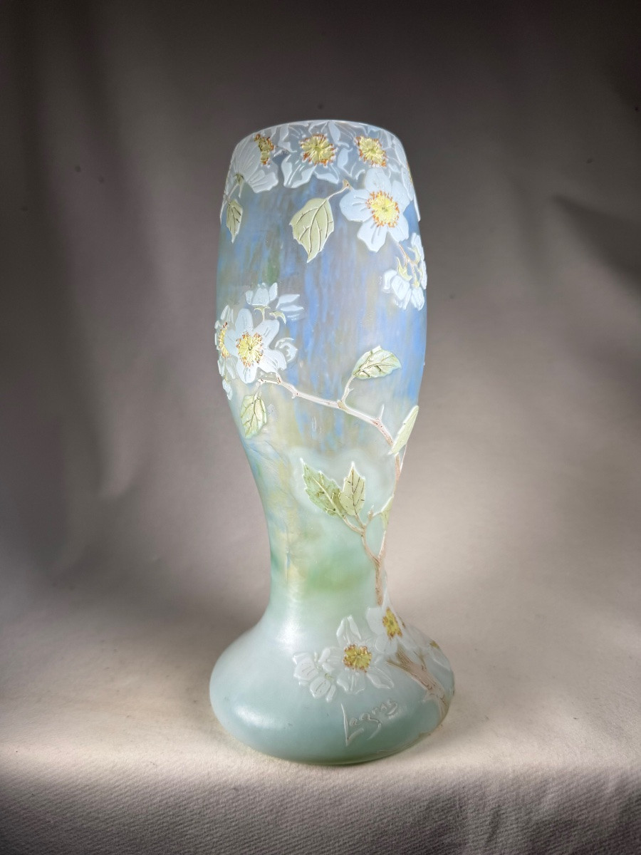 Legras Vase "japanese Apple Trees", émile Gallé Period-photo-2