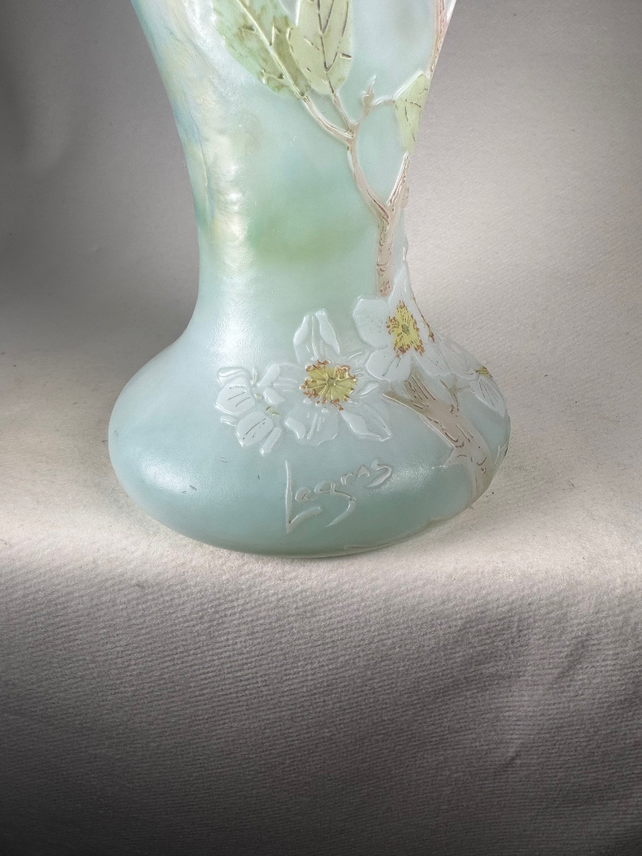 Legras Vase "japanese Apple Trees", émile Gallé Period-photo-3