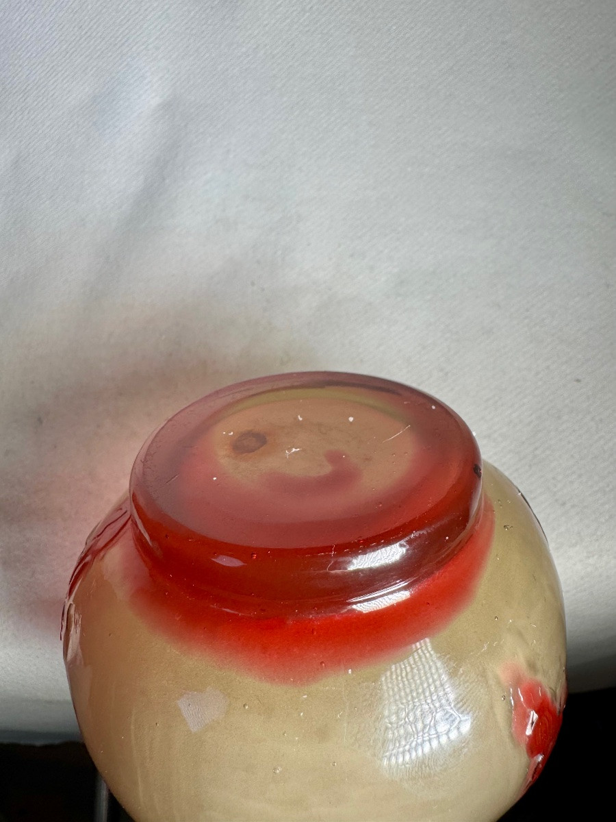 Large émile Gallé Soliflore Vase, Fire-polished "gooseberries" 32 Cm-photo-5