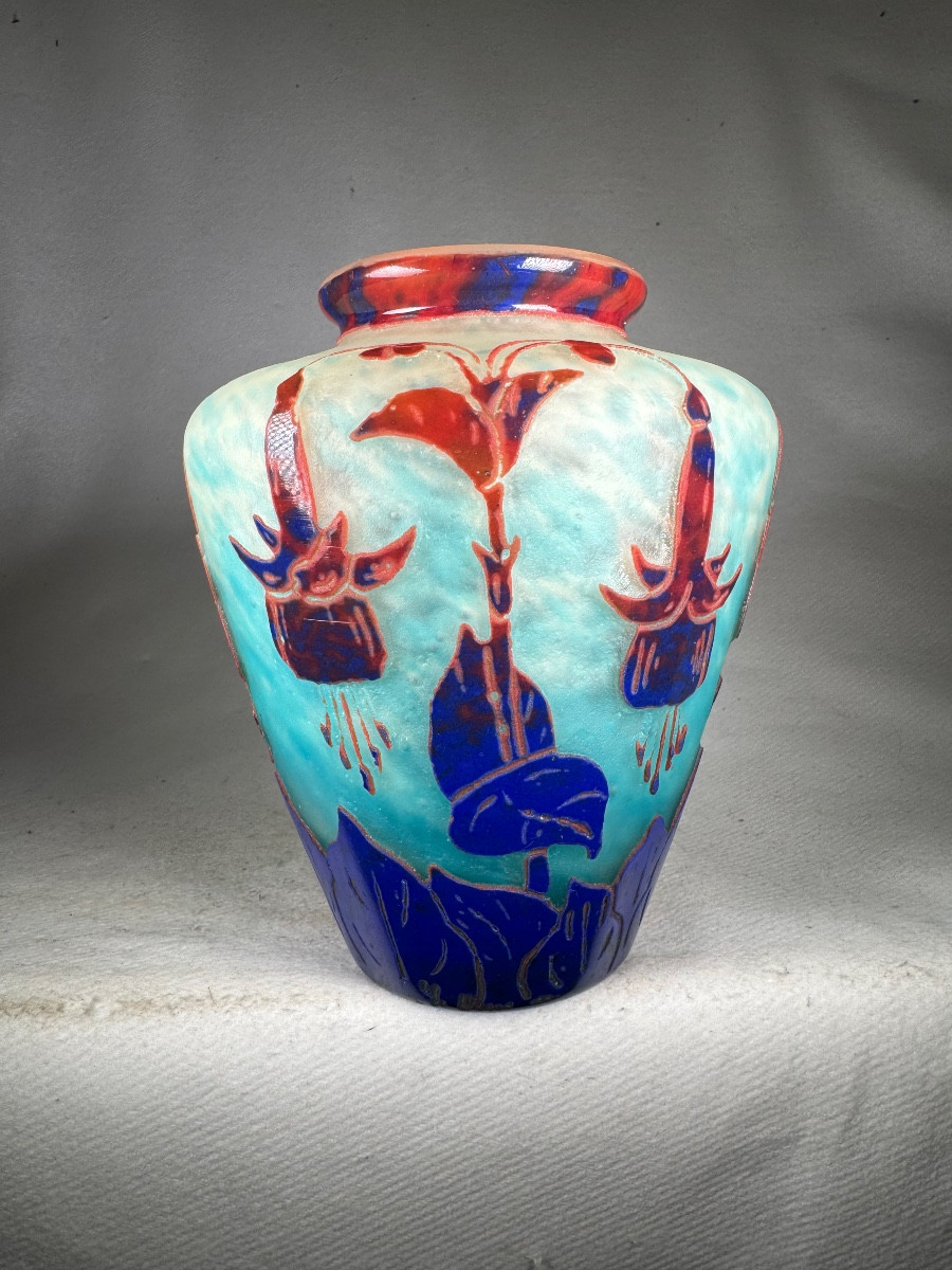 Vase Schneider, Le Verre Français « Fuchsia » Art Déco 
