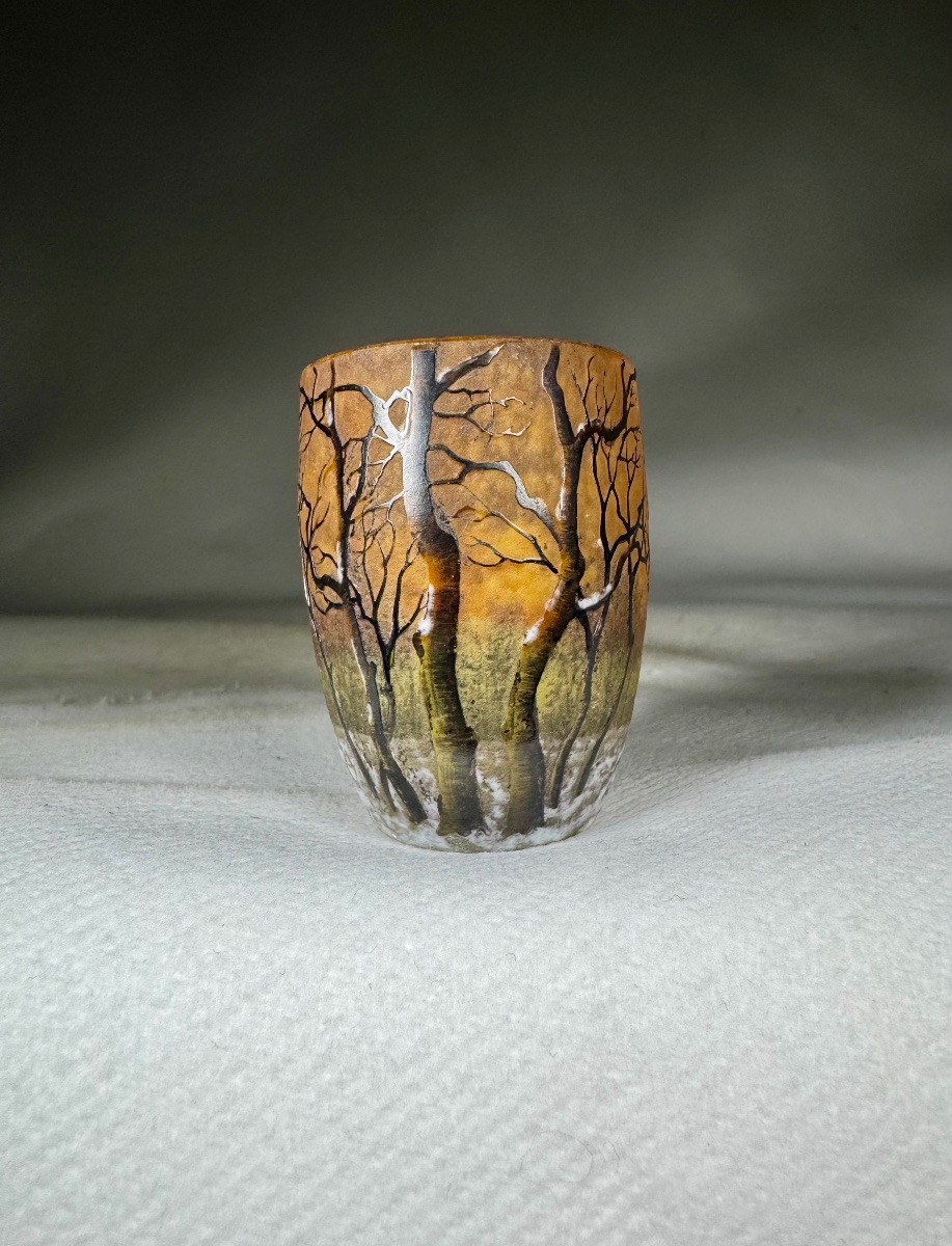 Daum Nancy "snow" Landscape Small Glass Vase