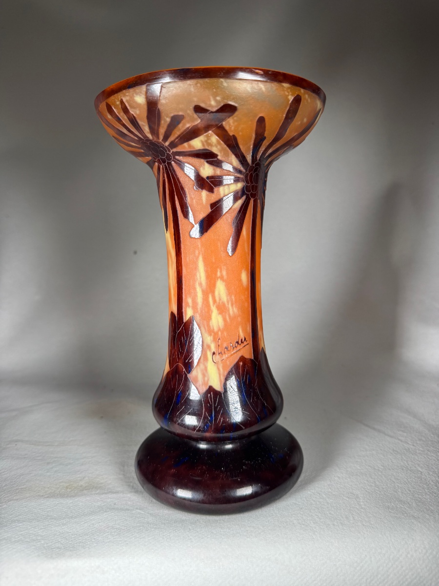 Schneider, Charder Vase - French Glass “cocotier” Art Deco-photo-2