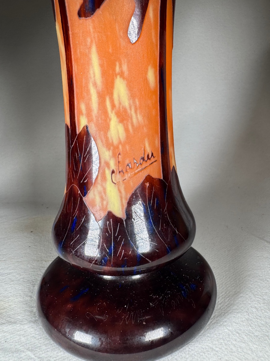 Schneider, Charder Vase - French Glass “cocotier” Art Deco-photo-4