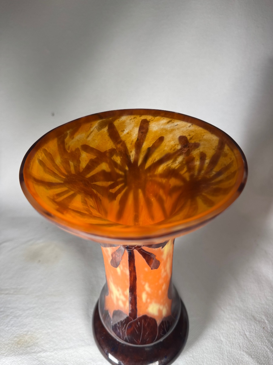 Schneider, Charder Vase - French Glass “cocotier” Art Deco-photo-1