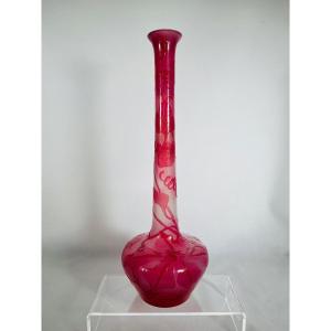 Muller Croismare Vase Decorated With Bindweed Era Galle, Glass Paste