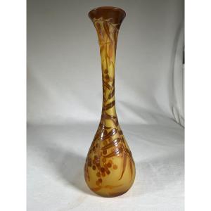 Paul Nicolas - D’Argental Vase Aux Ombelles Era Daum Galle, Art Nouveau 