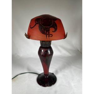 Charles Schneider - French Glass, Era Daum Galle Table Lamp, Art Deco