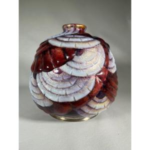 Important Vase By Camille Faure Era Daum Nancy, Limoges, Art Deco