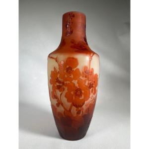 émile Gallé Vase With Japanese Apple Trees With “japanese” Signature, Art Nouveau 
