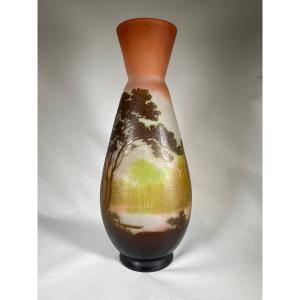 émile Gallé - Large Acid-cleared Multilayer Glass Vase 40 Cm, Art Nouveau 