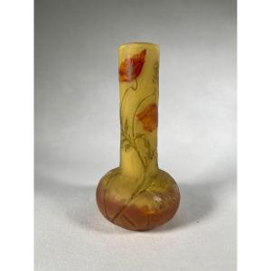 Vase Daum Nancy Soliflore « coquelicot », Art Nouveau 
