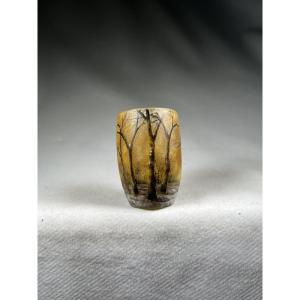 Daum Nancy Small Glass Vase Landscape “snow”